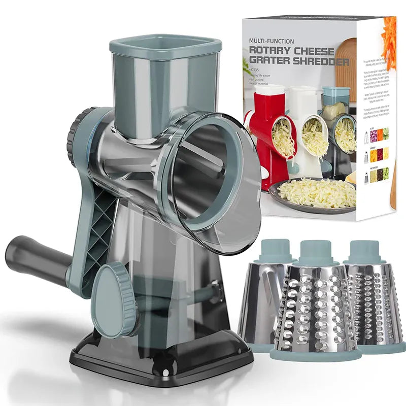 Râpe rotative 3 en 1 avec accessoires pour fromage et légumes Coupe Légumes