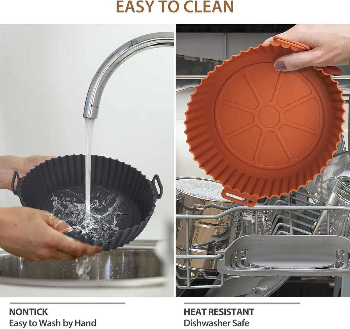 Moule Silicone Réutilisable Air Fryer Rond - Lot de 2 Pièces Air Fryer
