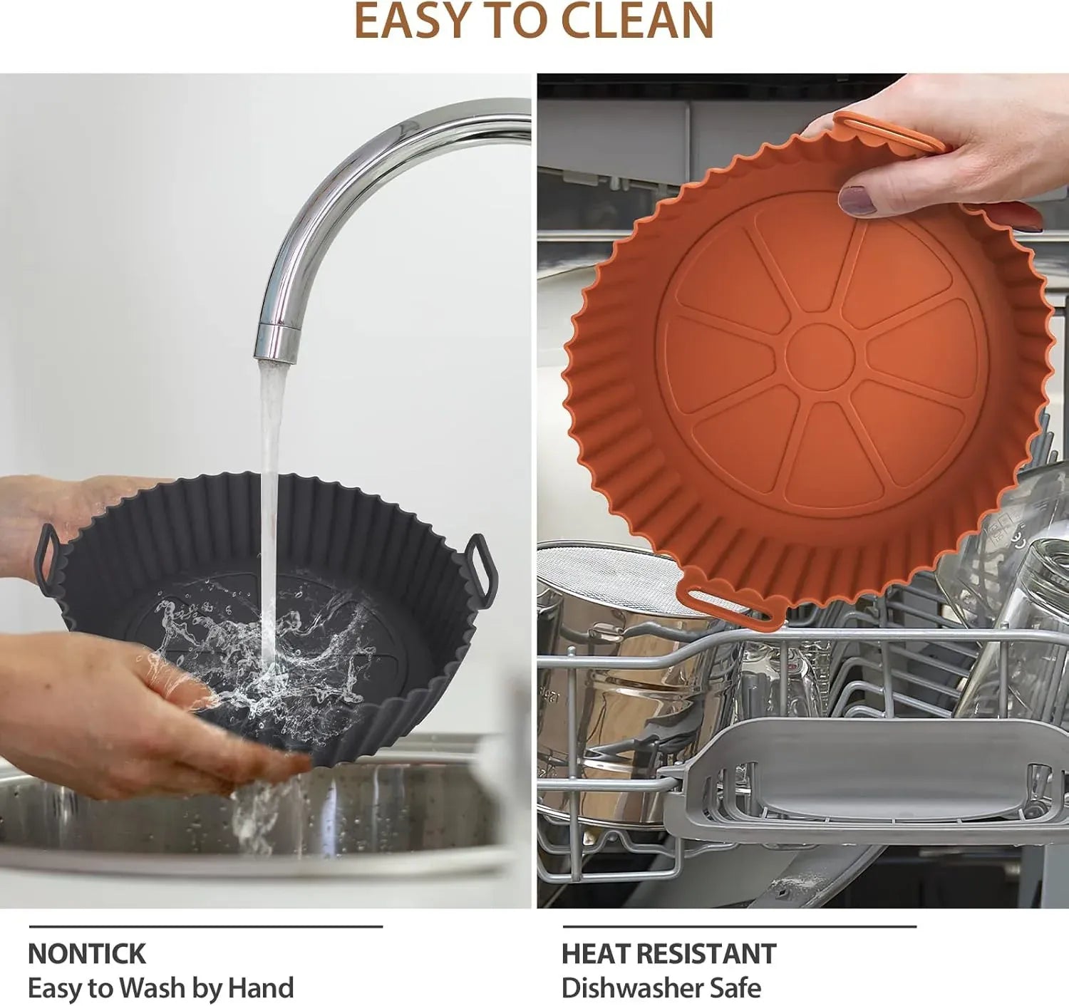 Moule Silicone Réutilisable Air Fryer Rond - Lot de 2 Pièces Air Fryer