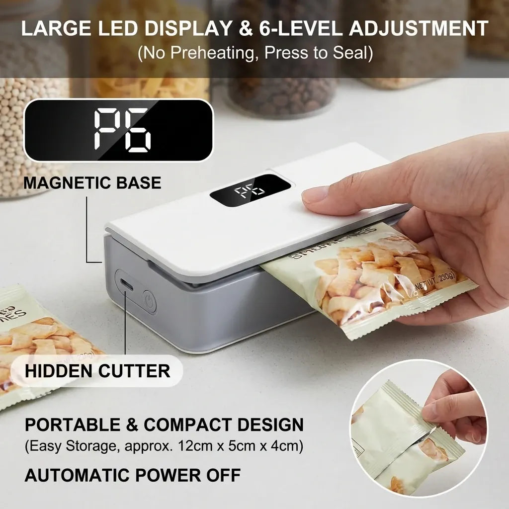 Scelleuse Alimentaire Rechargeable pour Emballage Alimentaire Écologique sv