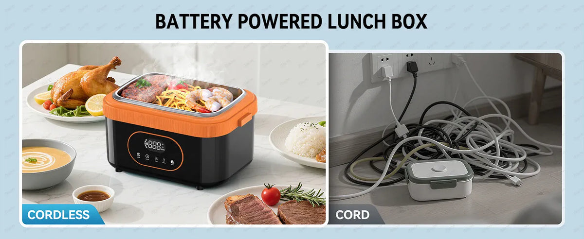 LunchBox Chauffante Sans Fil 60 W — Batterie 18 000 mAh, Cuve Inox 304, Timer 8h lunchboxchauf