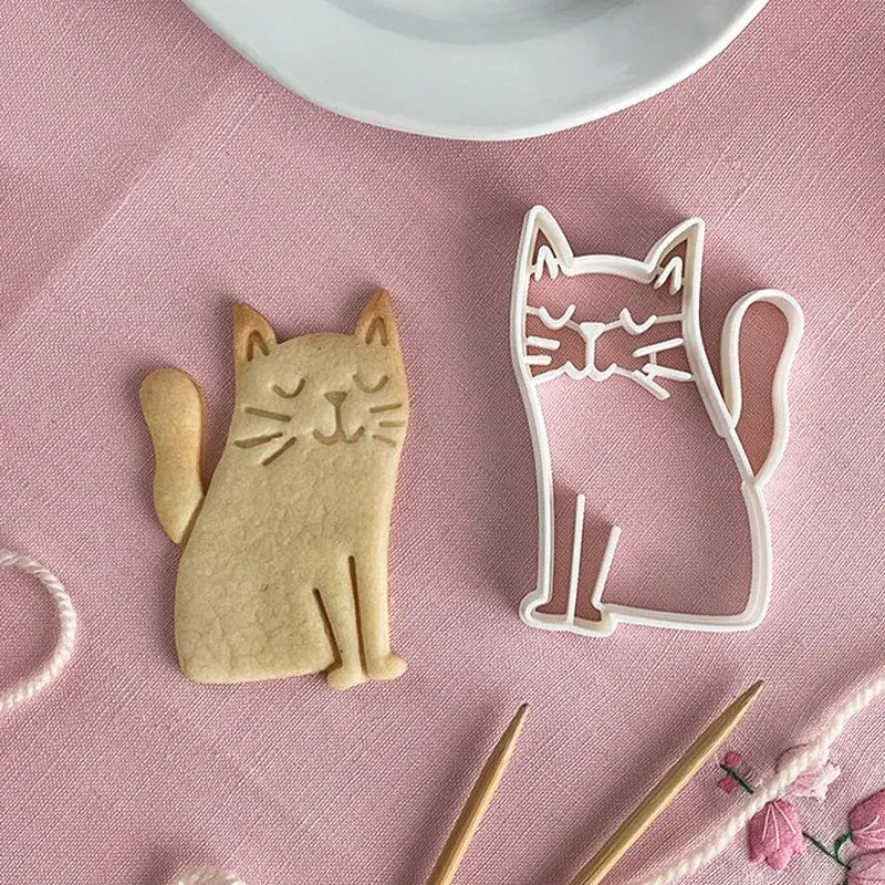 Emporte-pièces à biscuits chat - Set de 4 moules 3D en plastique emportepieces