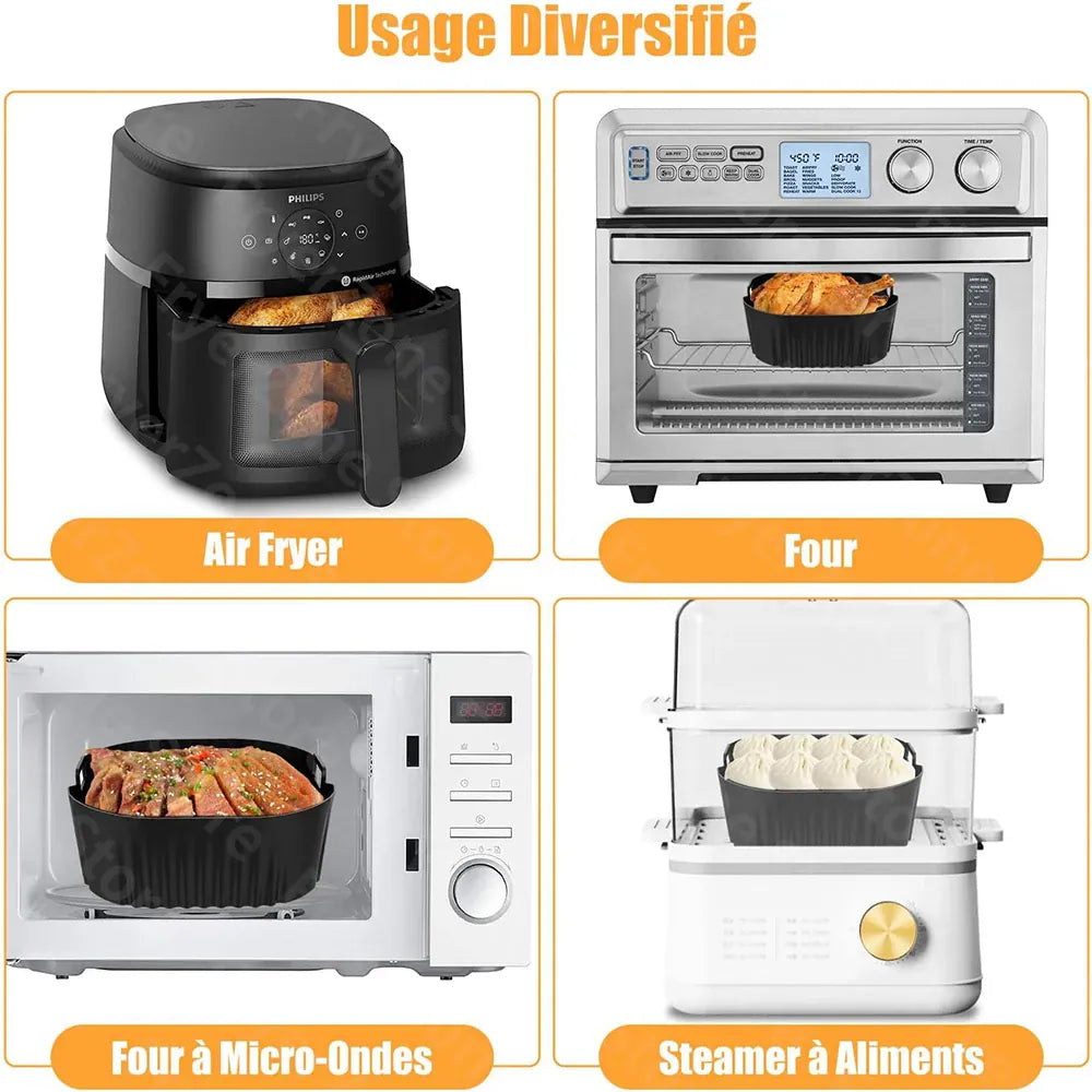 Moule Silicone Air Fryer Réutilisable Carré 23 cm pour 62L Air Fryer