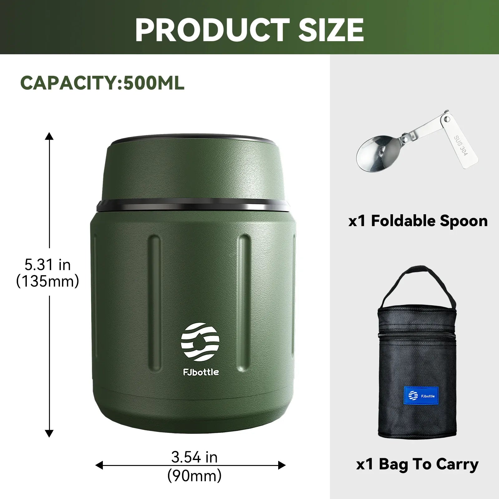 Thermos Repas 500 ml — Inox Double Paroi, Cuillère Pliante et Sac Isotherme Inclus lunchbox