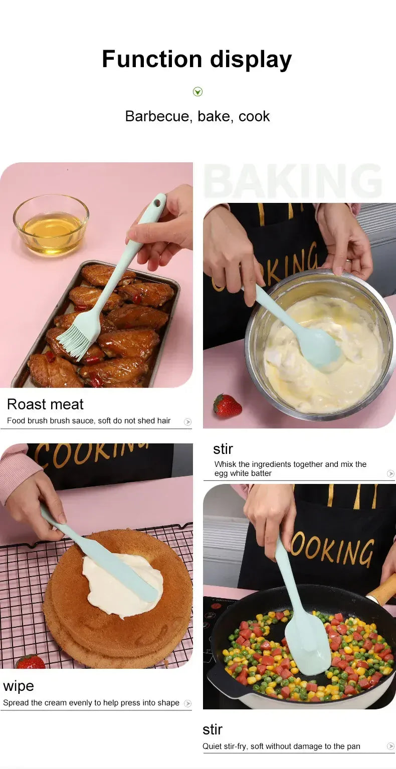 Set Ustensiles Silicone 6 pièces pour Pâtisserie | Résistants à la Chaleur spatule en silicone