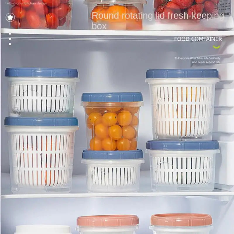 Boîte de Rangement Frigo Hermétique 700ml avec Grille Égouttoir