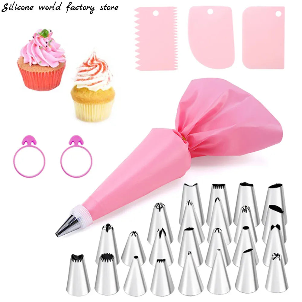 Poche à Douille en Silicone Reusable - Set de 24 Douilles de Pâtisserie douillepoche