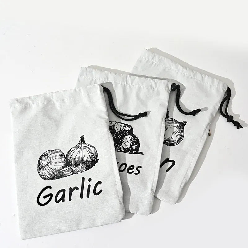 Sacs Conservation Légumes 30x40cm - Lot de 3 avec Cordon de Serrage