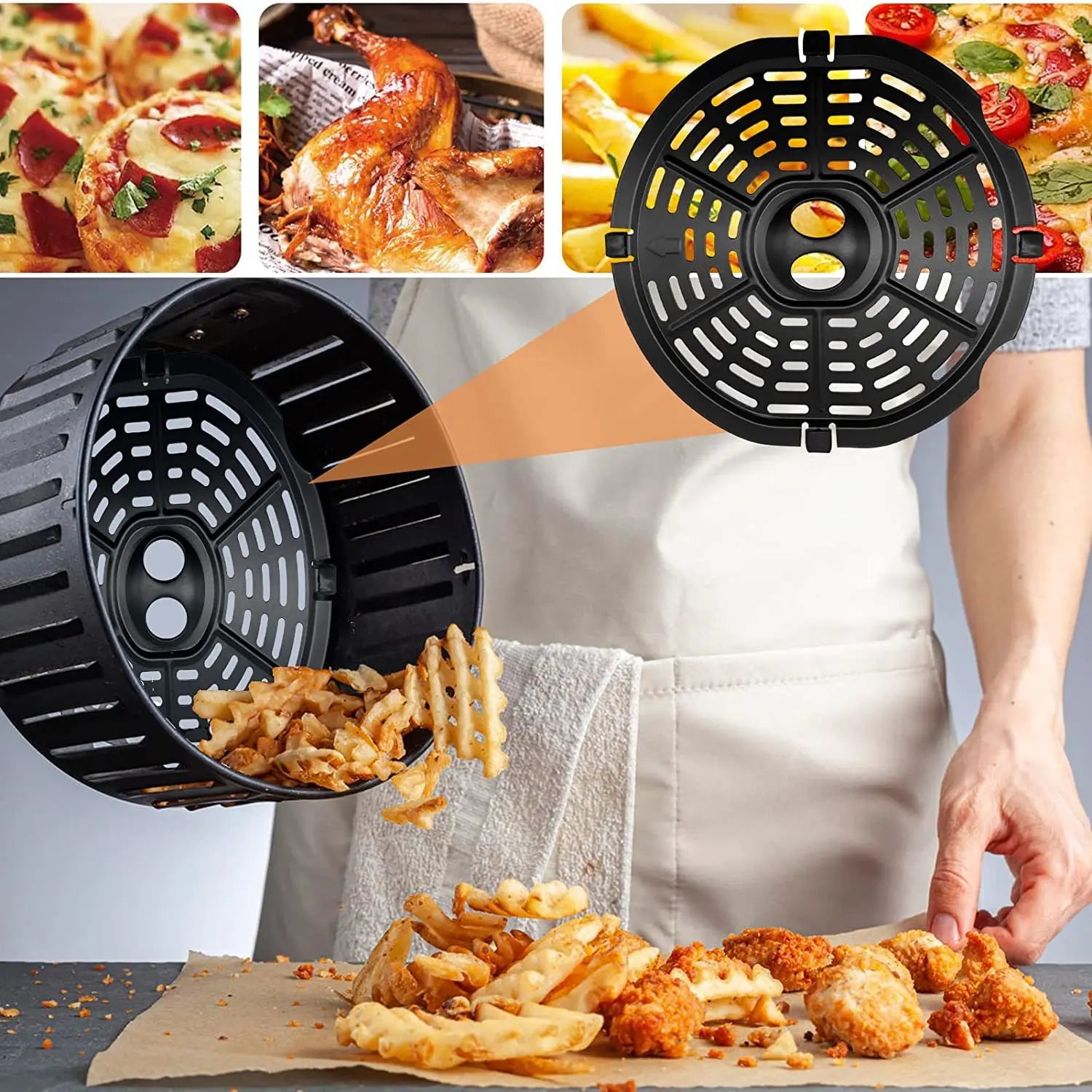 Grille Antiadhésive Air Fryer Rond 24 cm - Accessoire de Cuisson Air Fryer