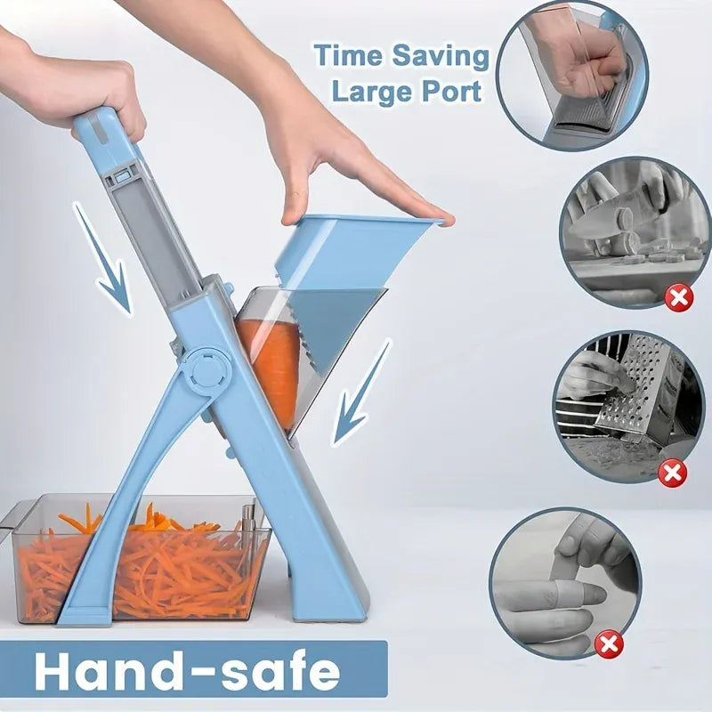 Mandoline Légumes Réglable 4 Modes — Tranches, Julienne, Dés, 0–8 mm Mandoline