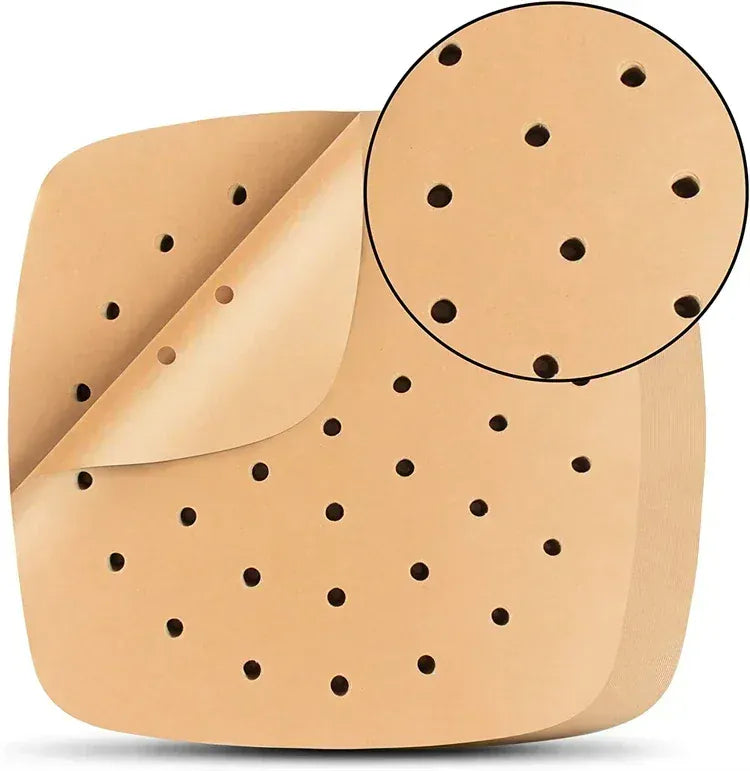 Papier Cuisson Air Fryer Jetable Carré Perforé - Lot de 100 Pièces Air Fryer