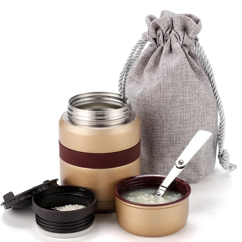 Thermos Alimentaire Isotherme 350ML500ML Inox avec Conteneurs lunchbox