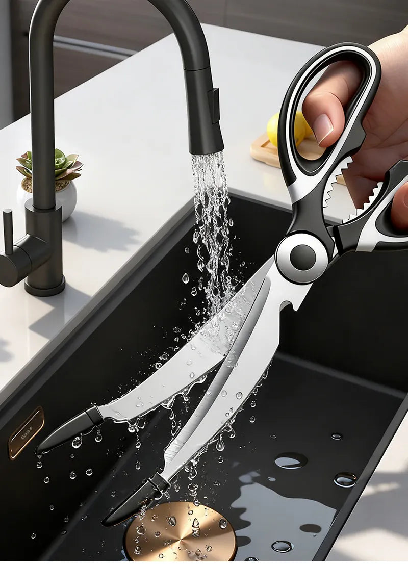 Ciseaux BBQ Multi-Fonctions Inox 304 avec Pince et Brosse Accessoire ciseaux