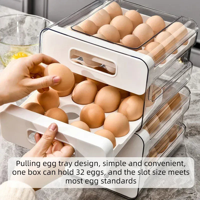 Organiseur de Rangement Frigo pour 32 Œufs | Double Couche