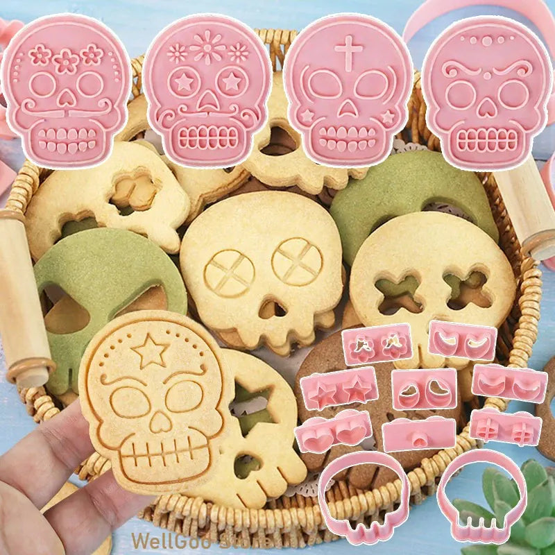 Emporte-pièces en Silicone 10 pièces - Motifs de Crânes Halloween emportepieces
