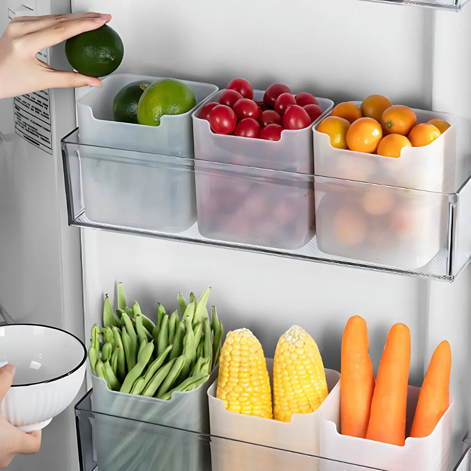 Bac de Rangement Frigo 15 Pièces Organisateur Alimentaire Empilable