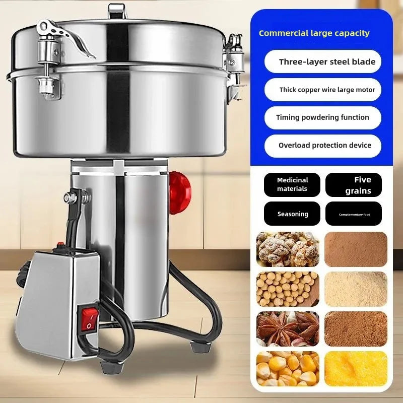 Broyeur à céréales et épices électrique inox grande capacité 4500 g