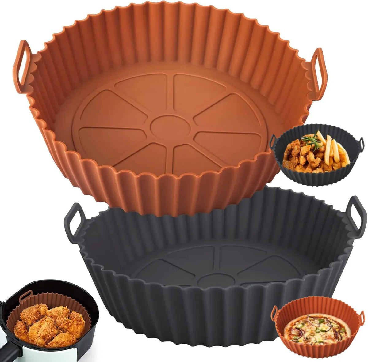 Moule Silicone Réutilisable Air Fryer Rond - Lot de 2 Pièces Air Fryer