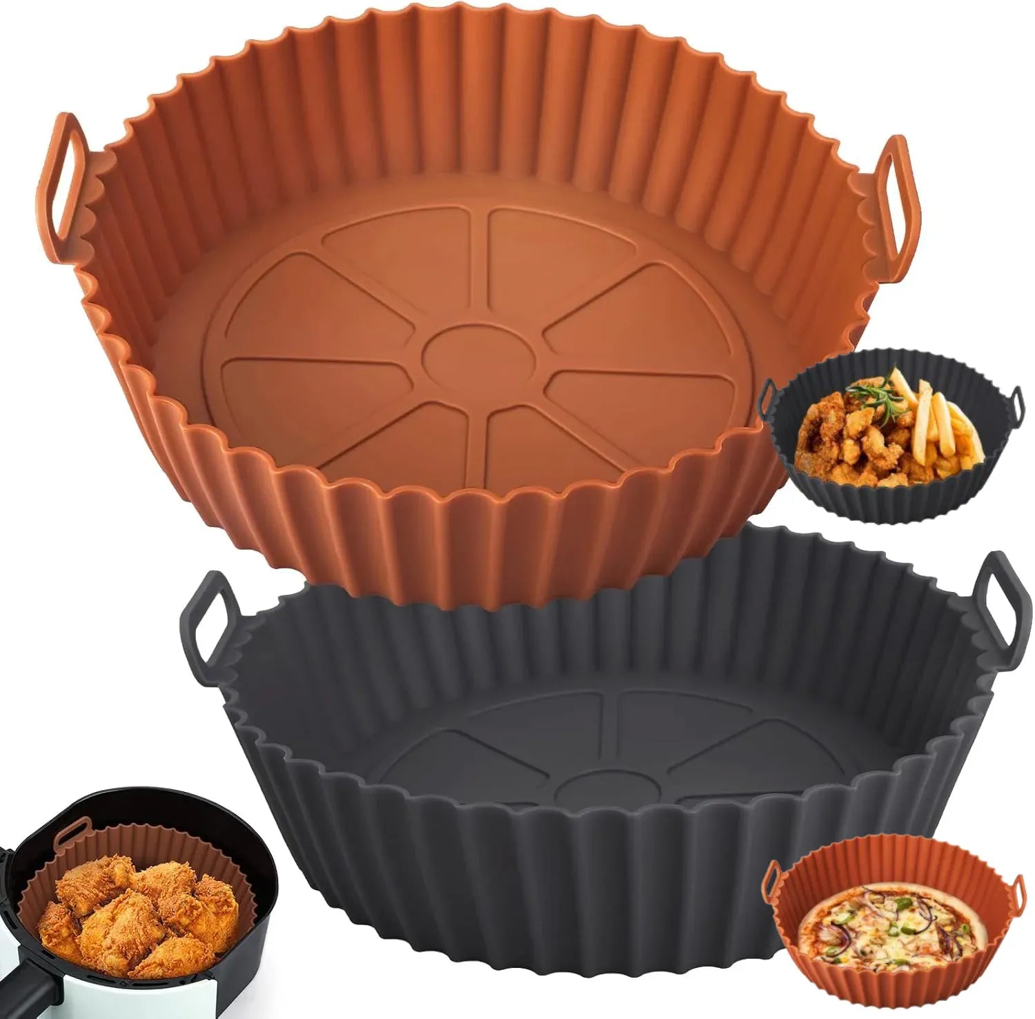 Moule Silicone Réutilisable Air Fryer Rond - Lot de 2 Pièces Air Fryer