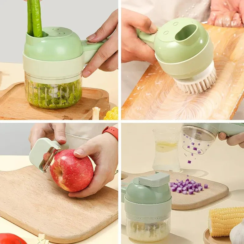 Mini Hachoir Électrique Sans Fil 4-en-1 — Ail, Légumes, Viande — Rechargeable USB mini hachoir