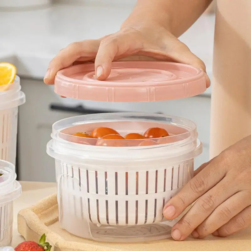 Boîte de Rangement Frigo Hermétique 700ml avec Grille Égouttoir