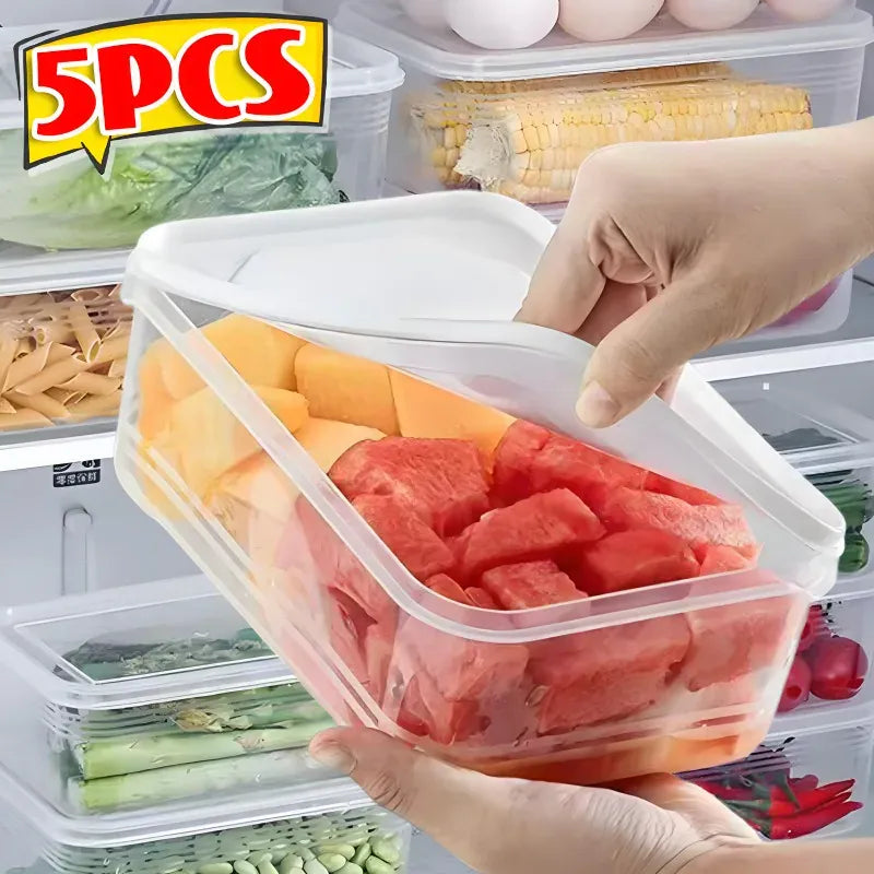 Boîte Organisateur Transparent de Conservation 5 Pièces Rangement Frigo