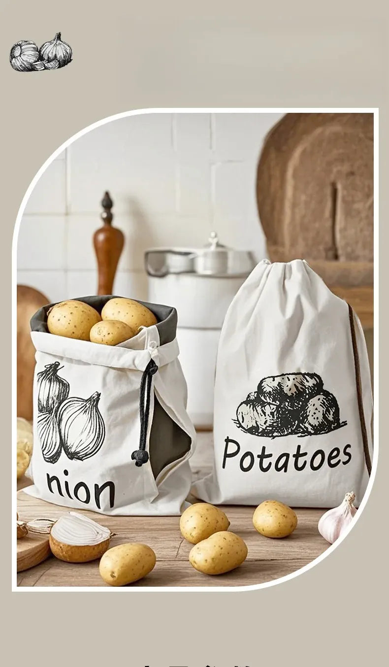 Sacs Conservation Légumes 30x40cm - Lot de 3 avec Cordon de Serrage
