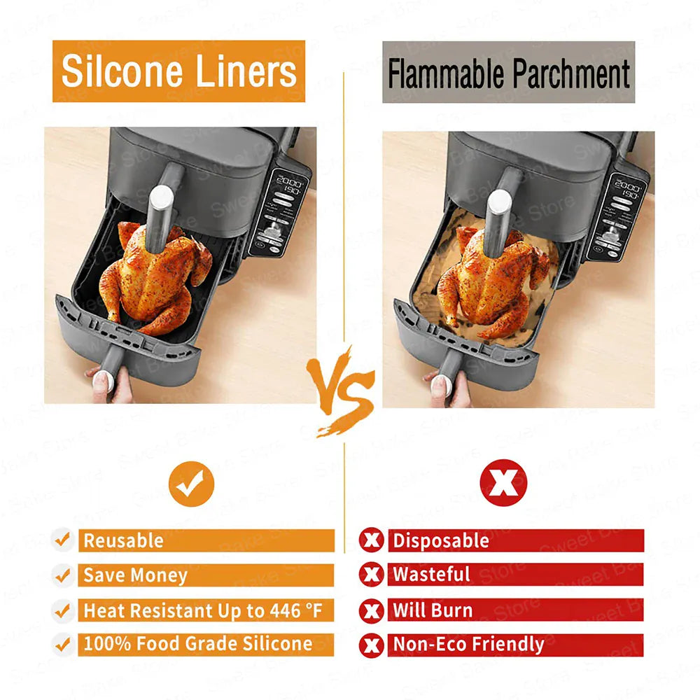Moules Silicone Air Fryer Réutilisables Lot de 2 Antiadhésifs Air Fryer
