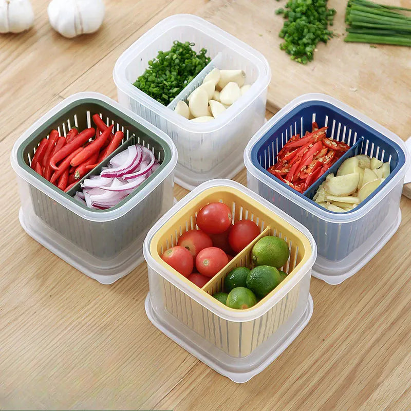 Bac de Conservation Fruits et Légumes avec Grille Égouttoir 1L