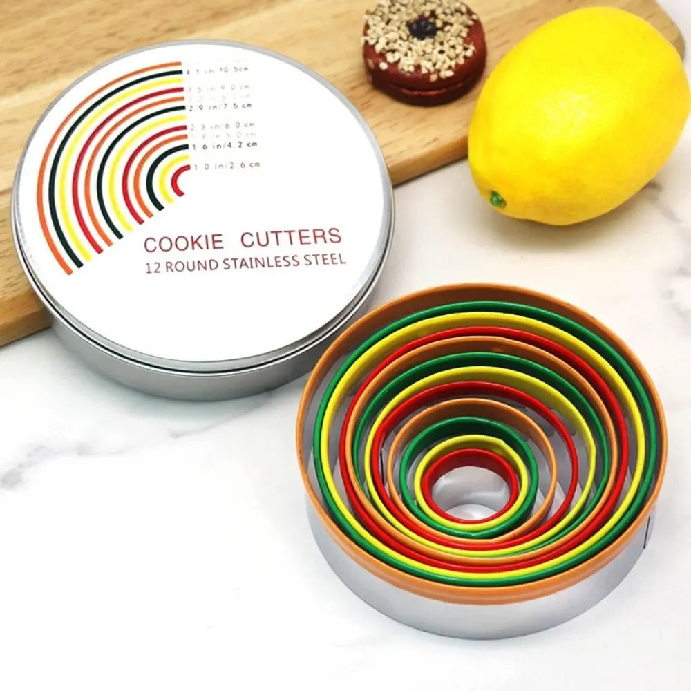 Emporte-pièces ronds en inox colorés - Set de 12 pour biscuits emportepieces