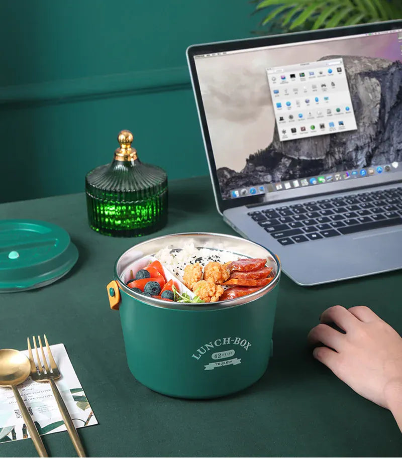 LunchBox Chauffante Électrique Acier Inoxydable 304 — 1,2 L / 48 W / 12 V-220 V lunchboxchauf