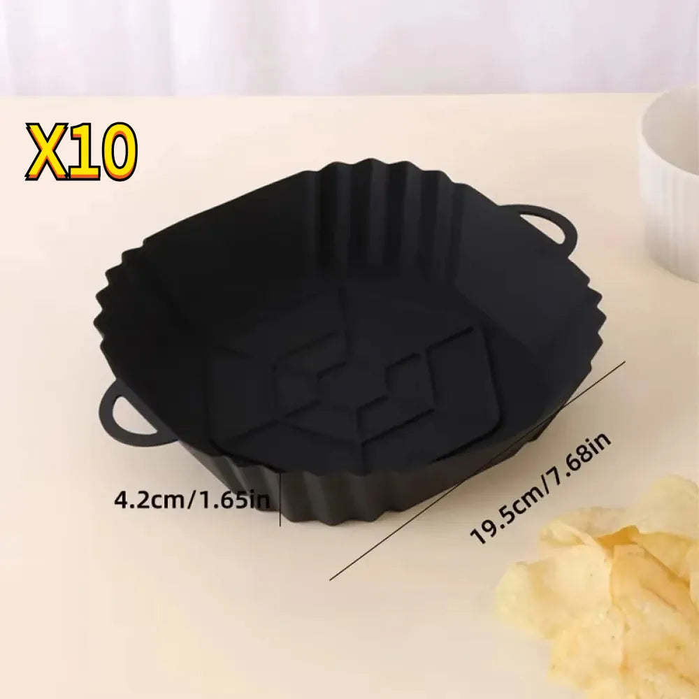Moule Silicone Air Fryer Réutilisable Carré avec Poignées - 2 pièces Air Fryer
