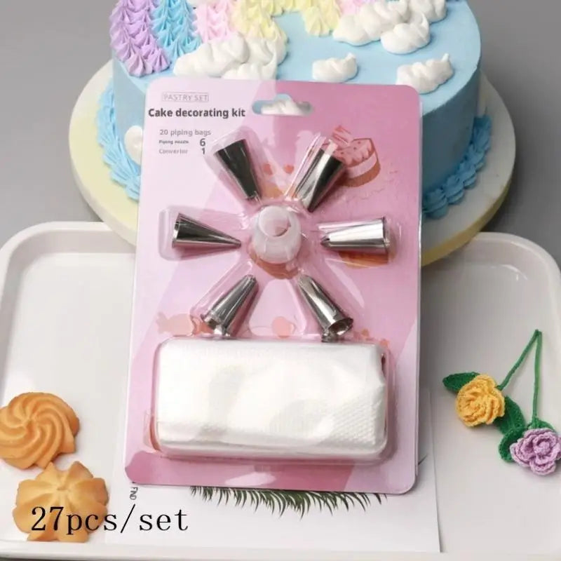 Set d'outils de décoration de gâteaux en inox - 38 pièces avec poches douillepoche