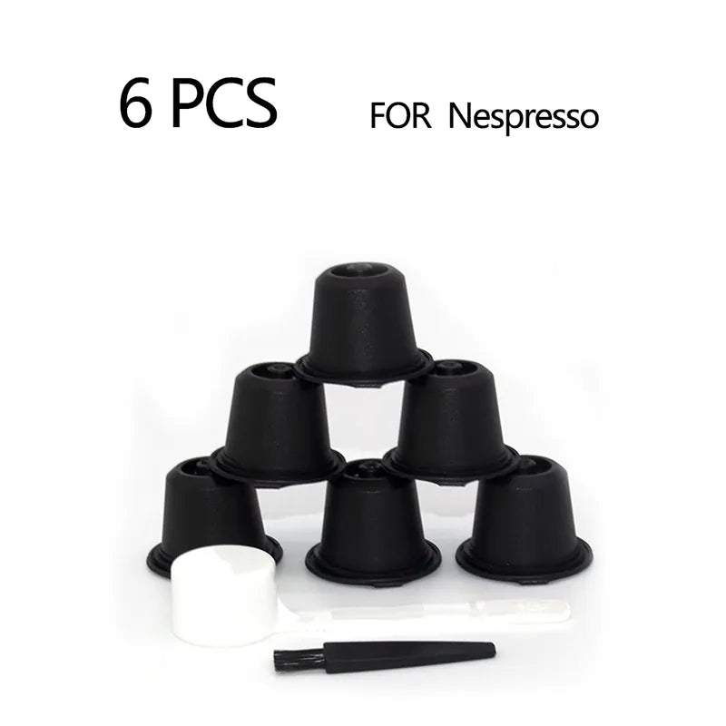 Capsules de Café Réutilisables Compatible Nespresso — Lot de 3 ou 6 Pièces avec Cuillère et Brosse capsule