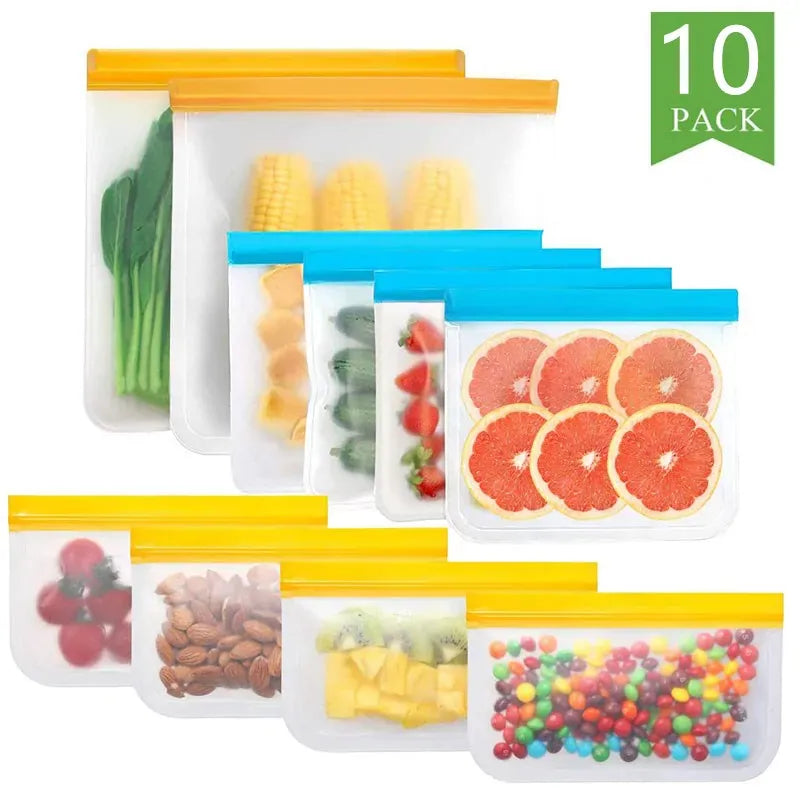 Sachets Silicone Réutilisables Anti-Fuite - Lot de 7 Pièces 25x30cm