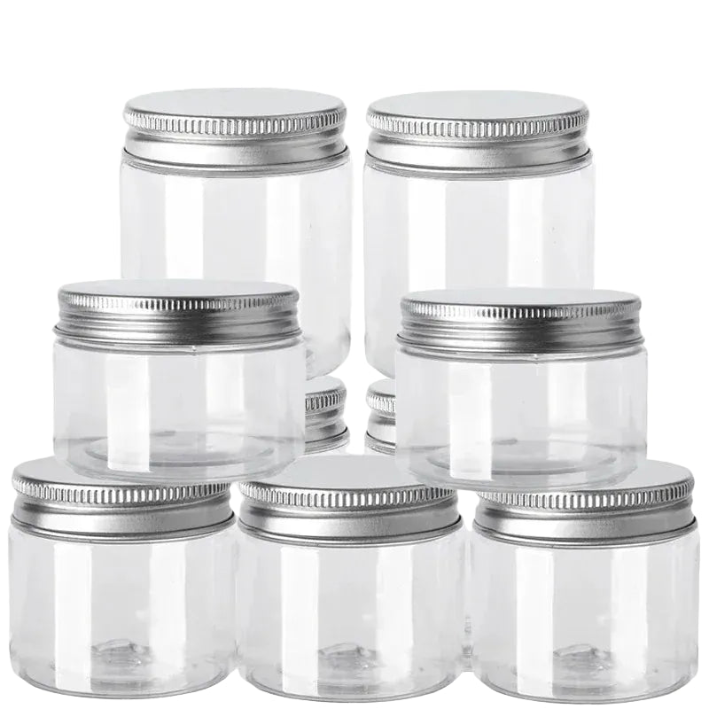 Lot de 50 Pots Plastiques 30-150ML avec Couvercle Métallique