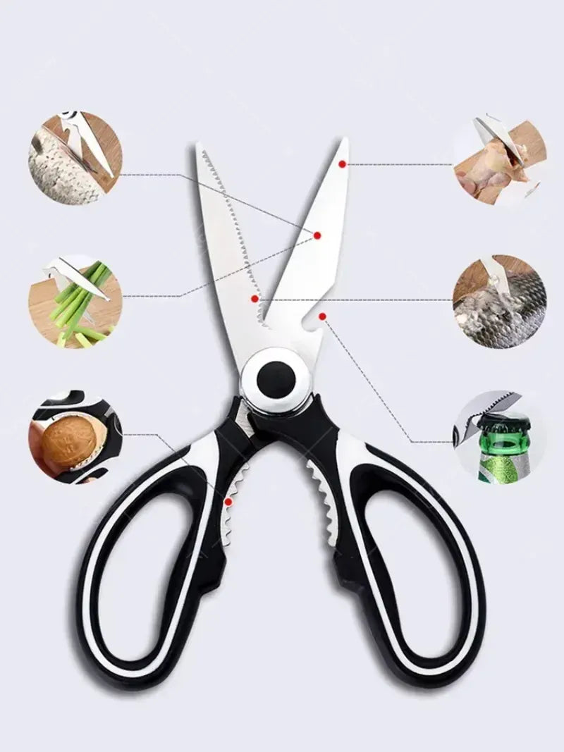 Ciseaux de cuisine multifonctions en inox pour découpe de viandes ciseaux