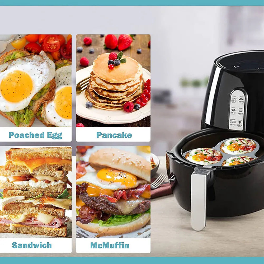 Moule Silicone Air Fryer Réutilisable 3-Cavités Forme Arrondie Air Fryer
