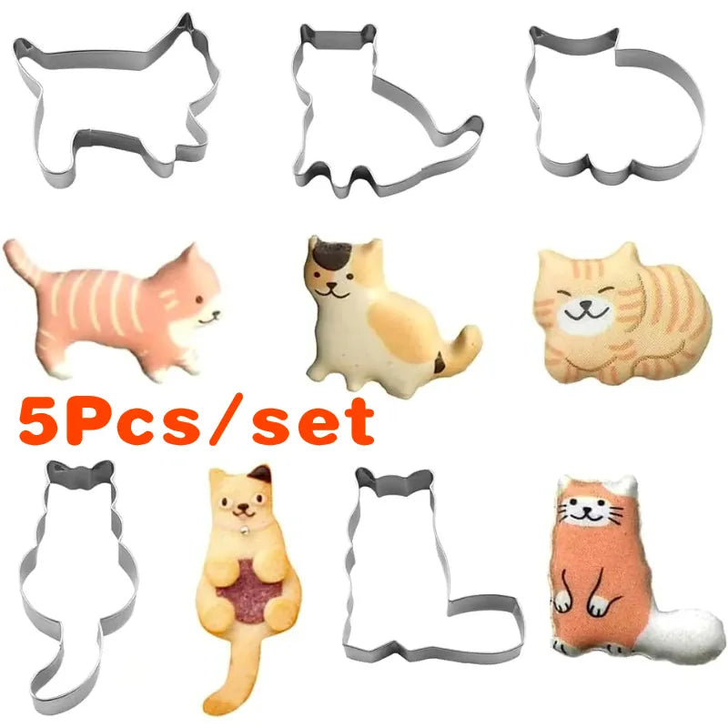 Emporte-pièces en inox 5 pièces - Formes de chats pour pâtisserie emportepieces