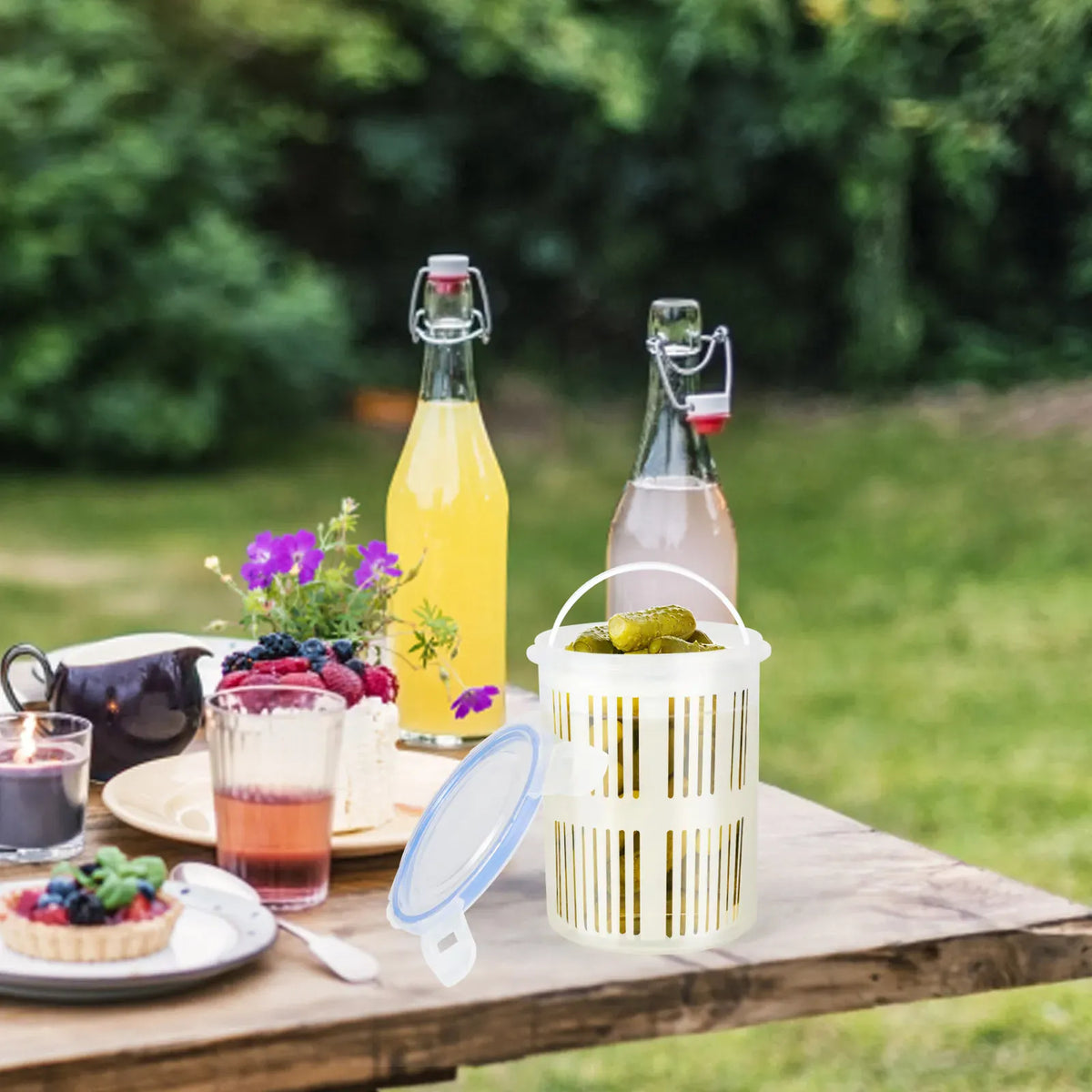Bac de Fermentation Hermétique 2L - Conservation Légumes avec Égouttoir Boîtes Hermétiques