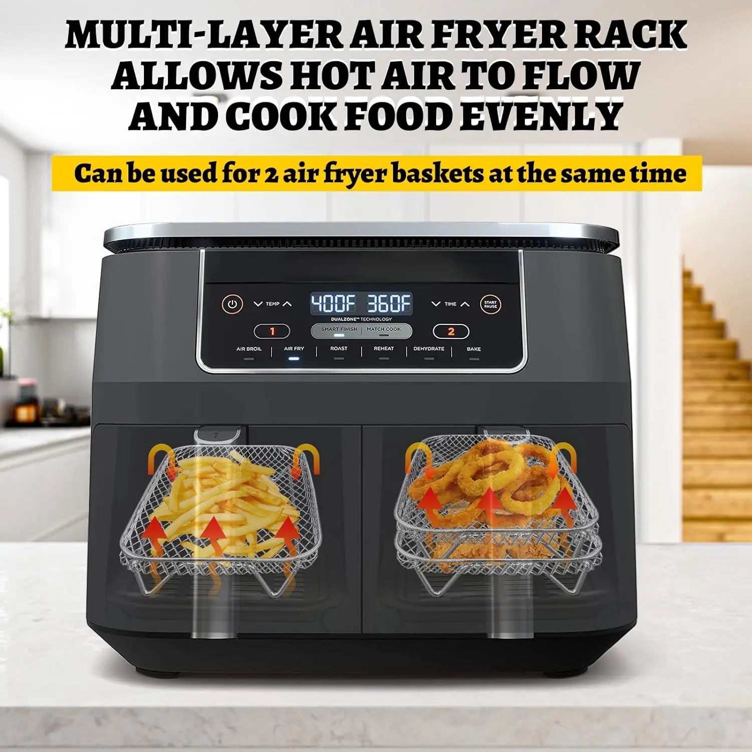 Grille Inox Air Fryer Rectangulaire - Lot de 3 Pièces Air Fryer