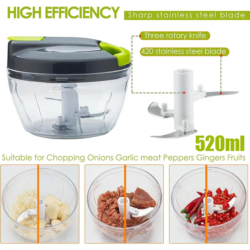 Hachoir Manuel 520ml 900ml | Couper Légumes et Ail Portable hachoir manuel