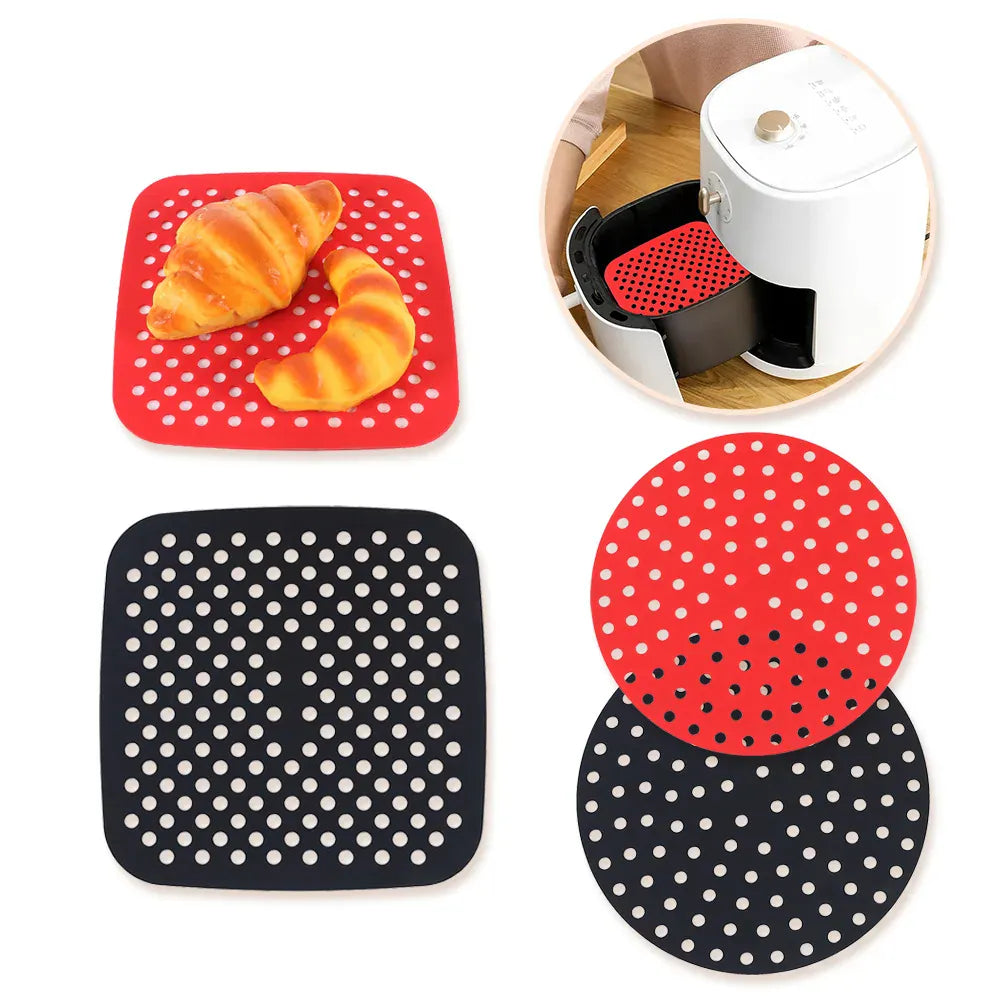 Moule Silicone Air Fryer Réutilisable - Lot de 2 Pièces Rondes Air Fryer