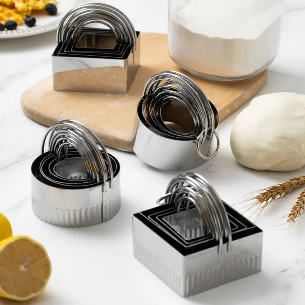 Set de 5 Emporte-Pièces Ronds et Carrés en Acier Inoxydable emportepieces