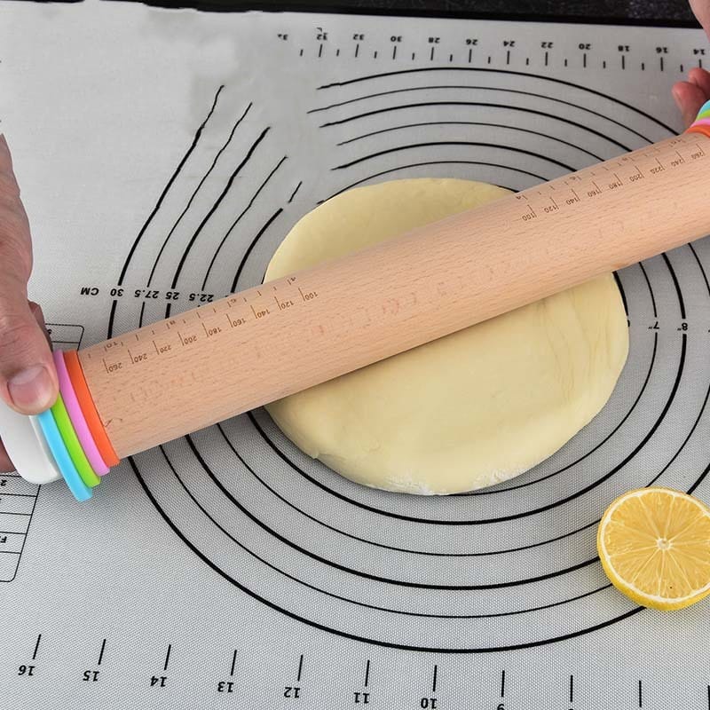 Rouleau à pâtisserie réglable en bois avec anneaux interchangeables rouleaupatisserie