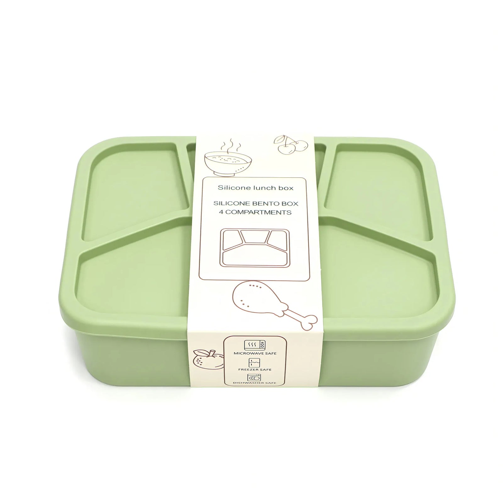 Bento Compartimenté Silicone Écologique | 4 Compartiments 700ml Bento