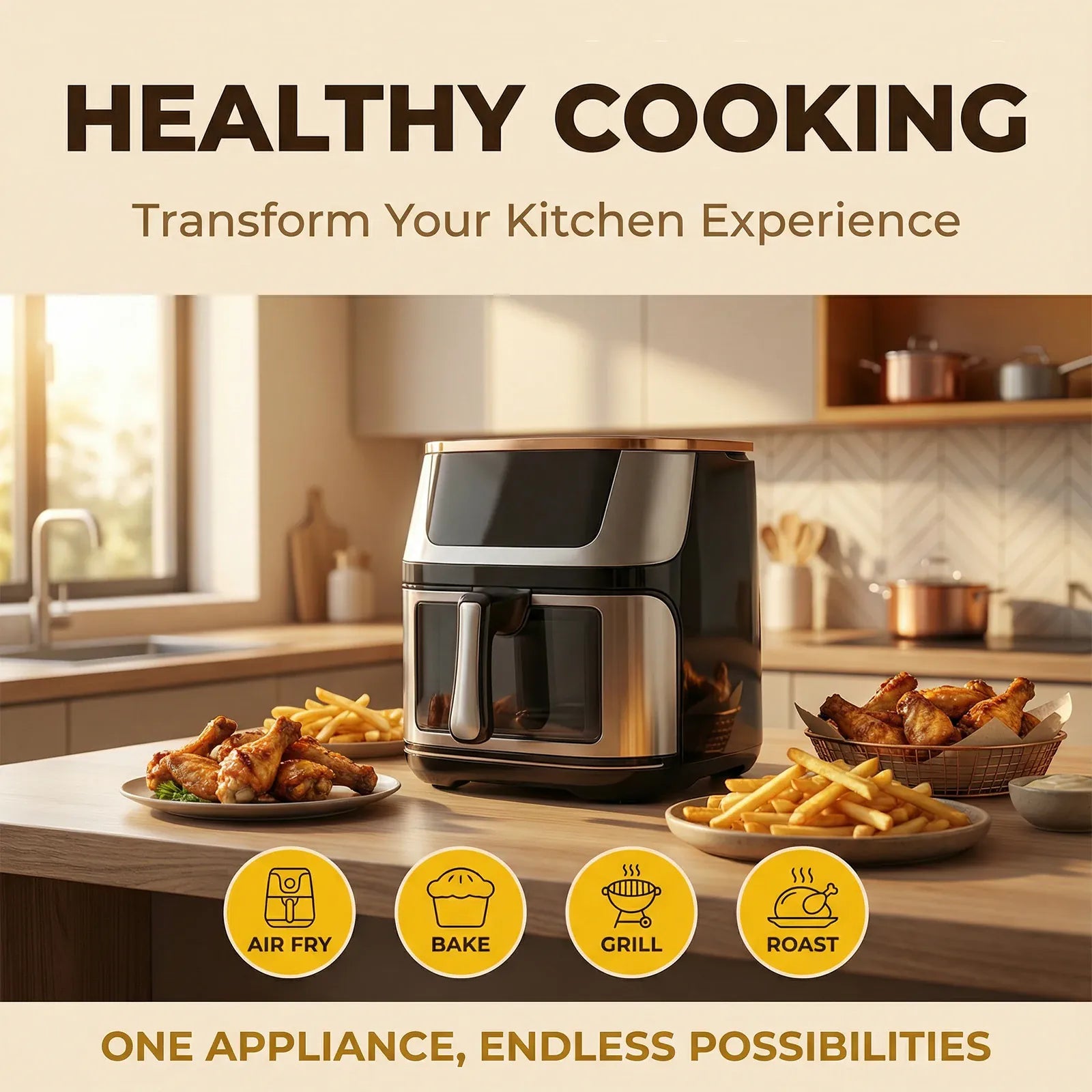 Friteuse Sans Huile 10L 1350W Écran Tactile 7 Programmes airfryers