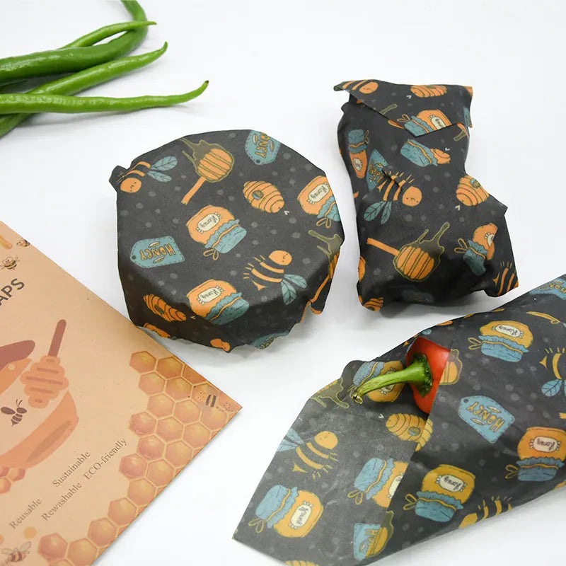 Film Alimentaire Cire d'Abeille Réutilisable Lot de 3 Feuilles Eco-Responsables far