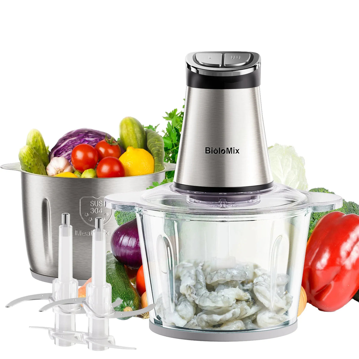 Hachoir Électrique 300W 3L — 2 Bols (Inox + Verre) et Lames Bi-Niveaux hachoir electrique