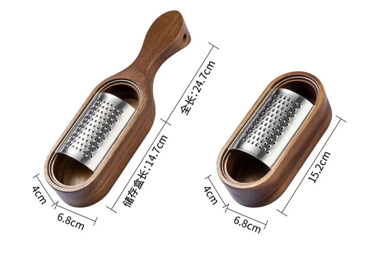 Râpe à Fromage en Acier Inox 304 avec Conteneur en Bois rape